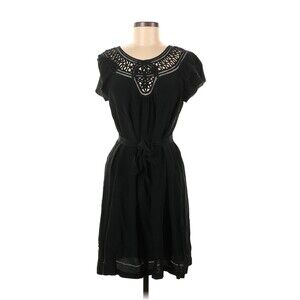 Banana Republic Black 100% Silk Belted Shift Dress M